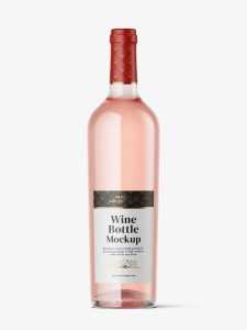 Pink wine bottle mockup