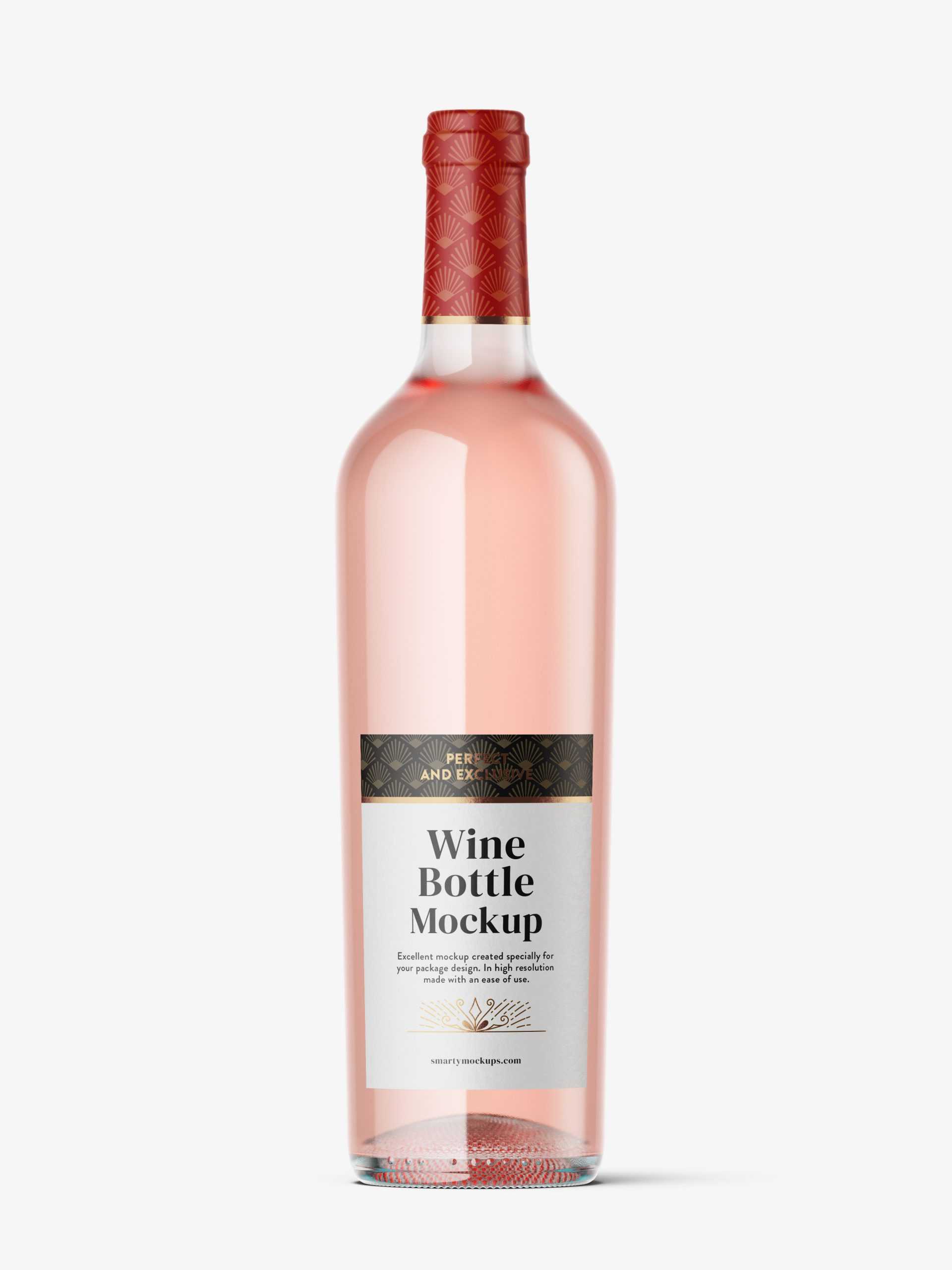 Pink wine bottle mockup