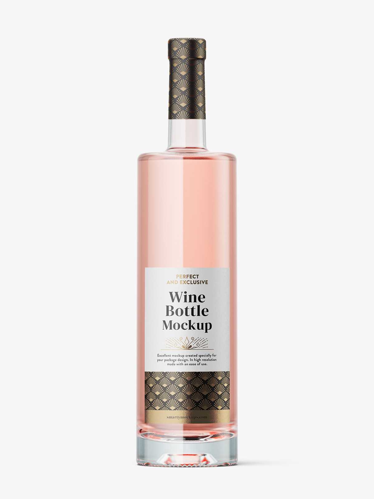 Pink wine bottle mockup