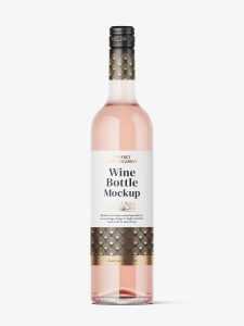 Pink wine bottle mockup