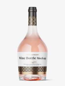 Pink wine bottle mockup