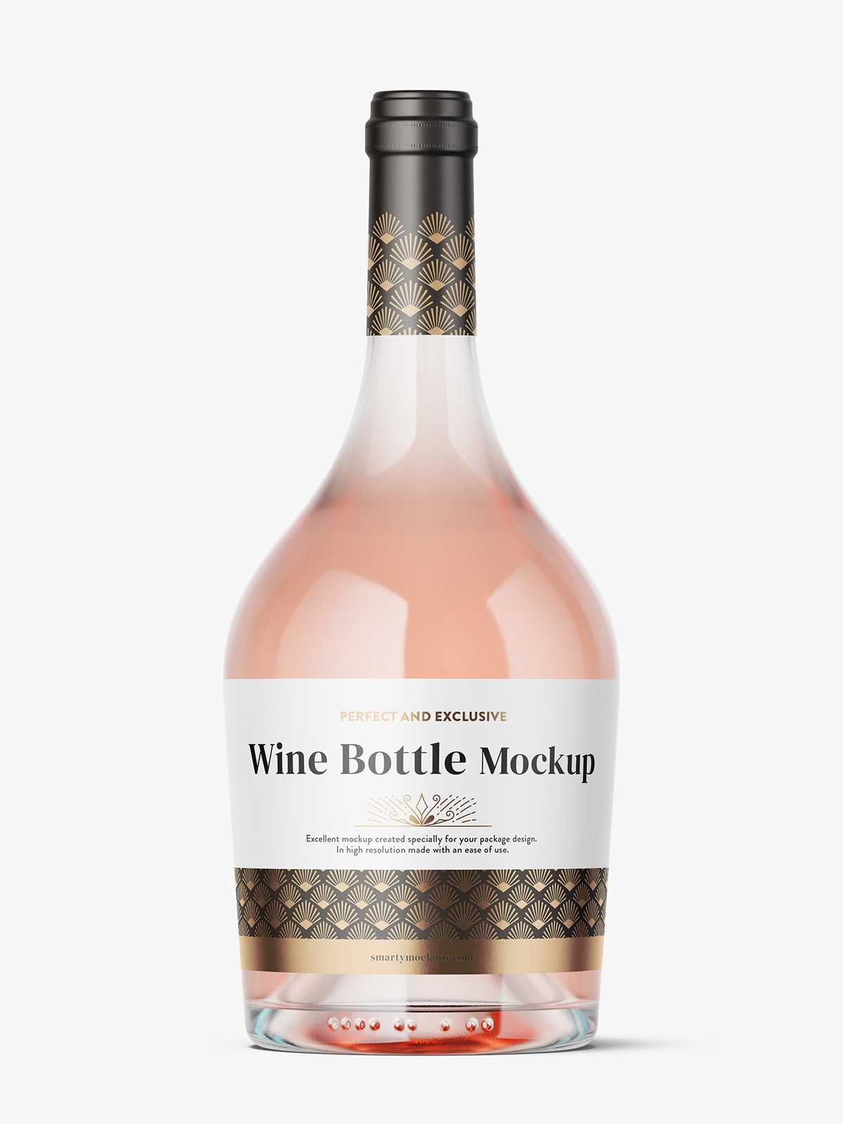 Pink wine bottle mockup