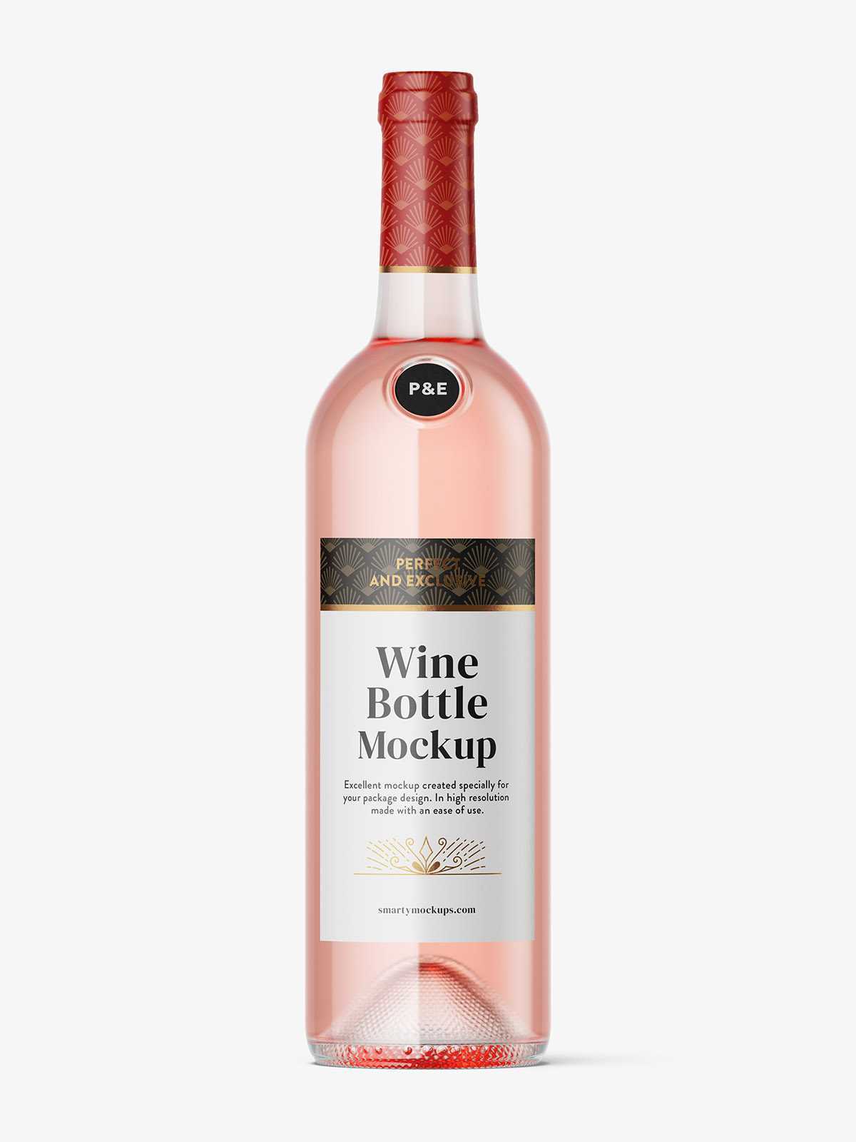 Pink wine bottle mockup