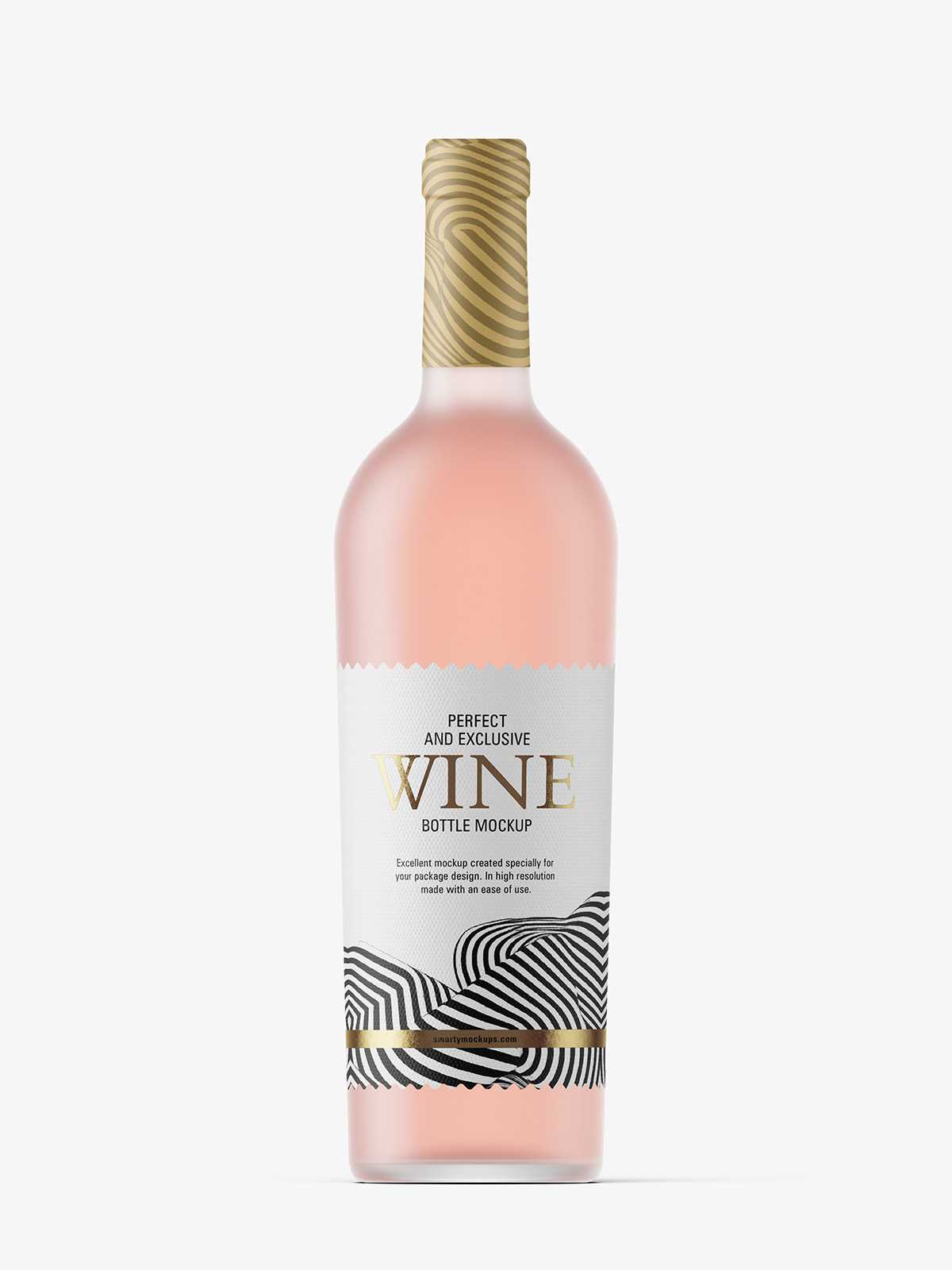 Pink wine frosted bottle mockup