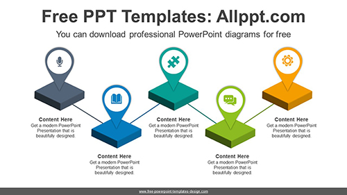 Placemark 3D Squares PowerPoint Diagram