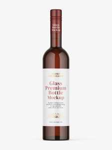 Plain brown vodka bottle mockup