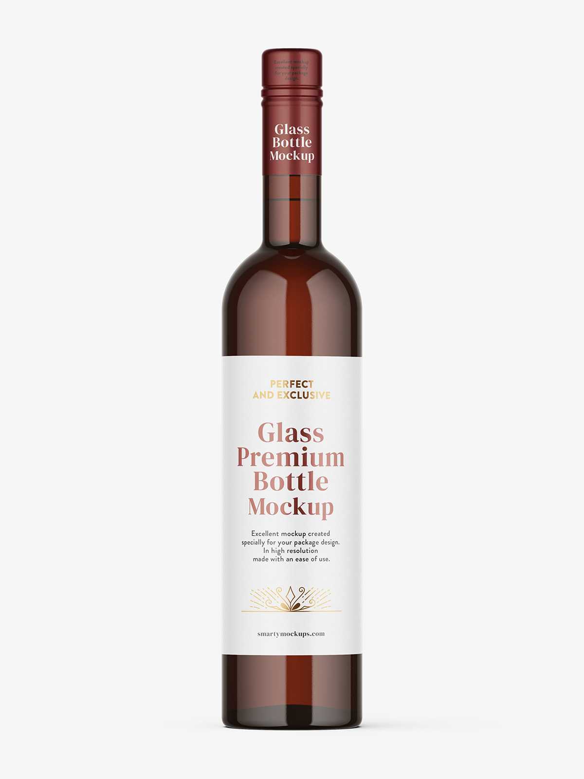 Plain brown vodka bottle mockup