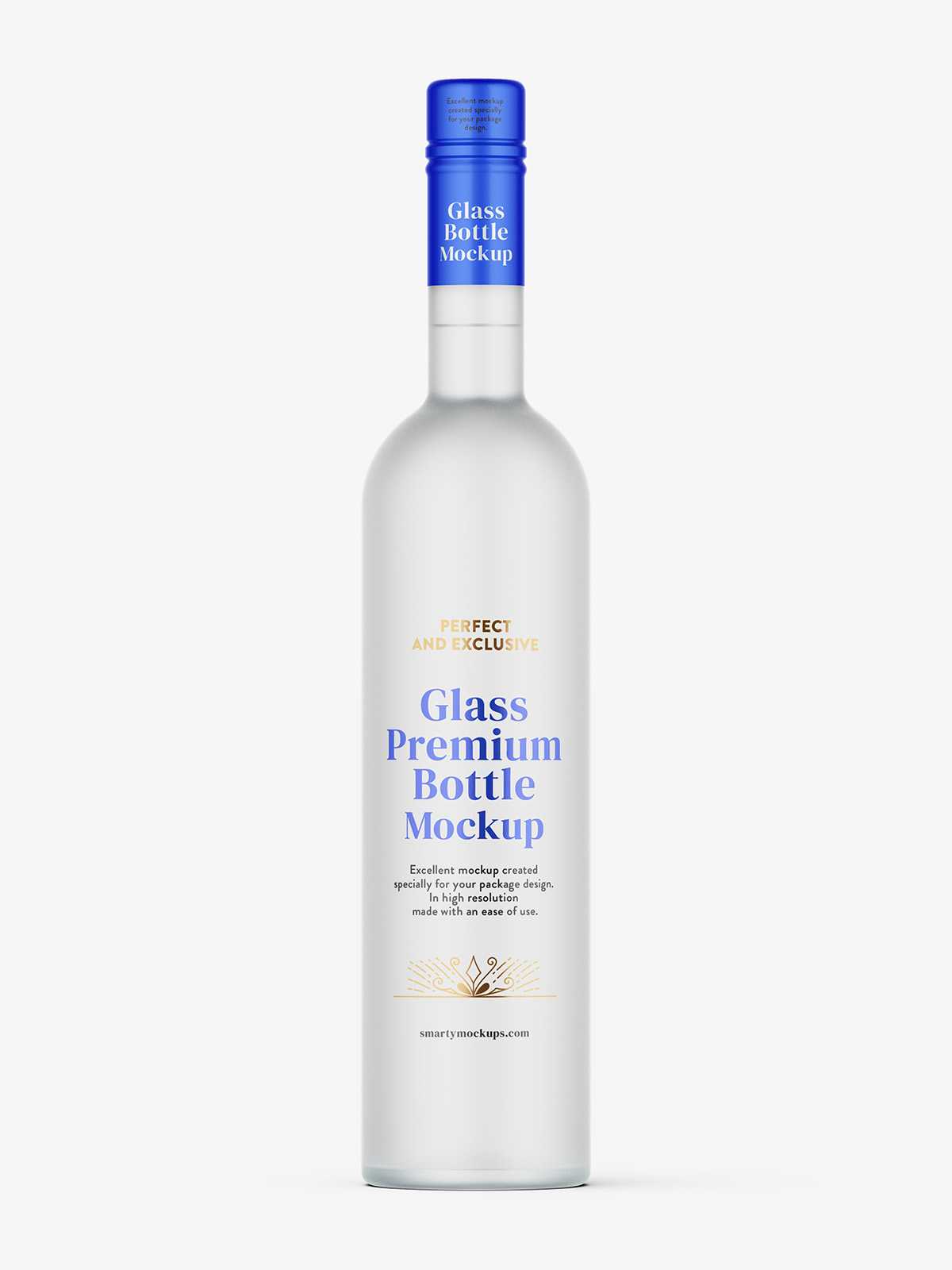 Plain frosted vodka bottle mockup