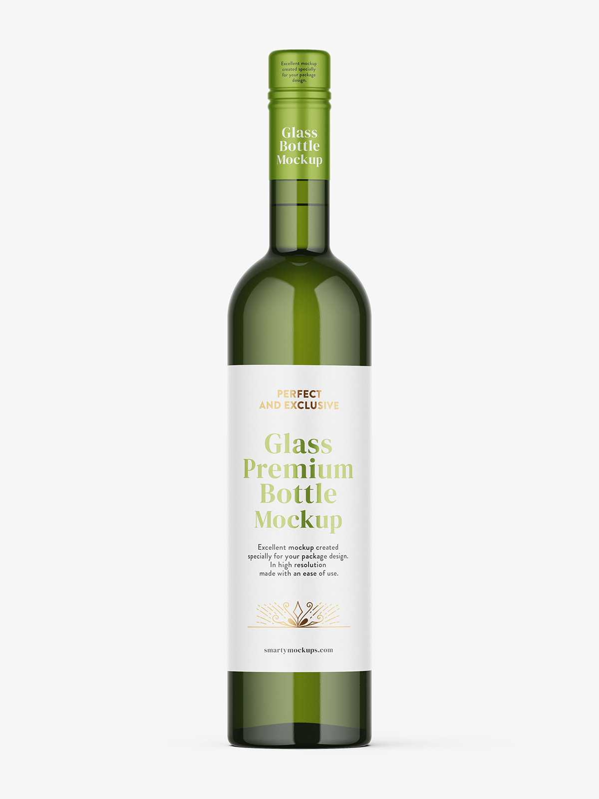 Plain green vodka bottle mockup