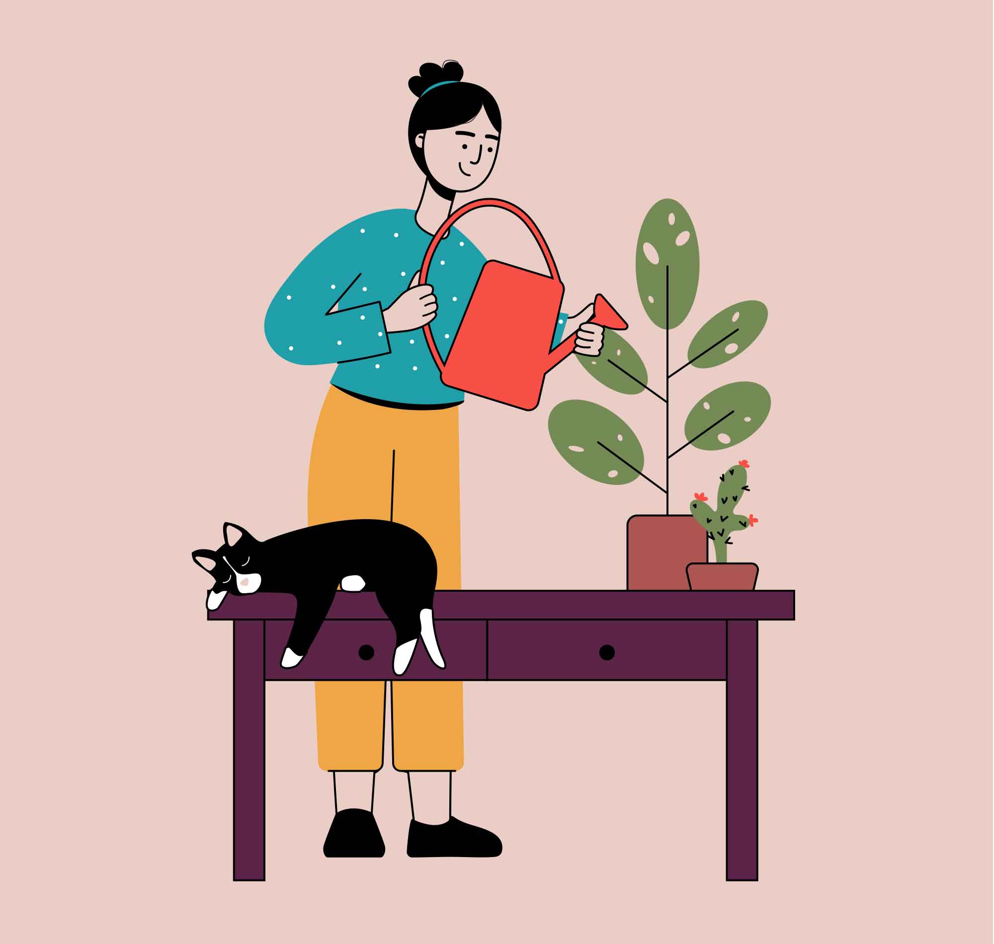 Plant Watering Illustration (AI)