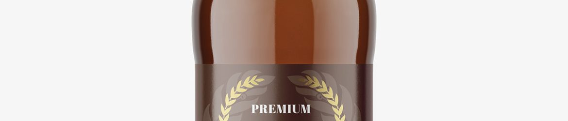 Plastic beer bottle mockup / amber