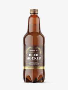Plastic beer bottle mockup / amber