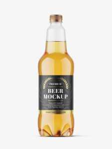 Plastic beer bottle mockup / clear