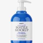 Plastic bottle with a pump mockup / glossy