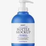 Plastic bottle with a pump mockup / matt