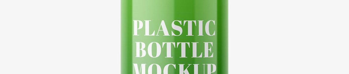 Plastic glossy bottle mockup