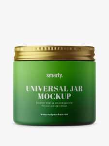 Plastic jar with silver lid mockup / matt