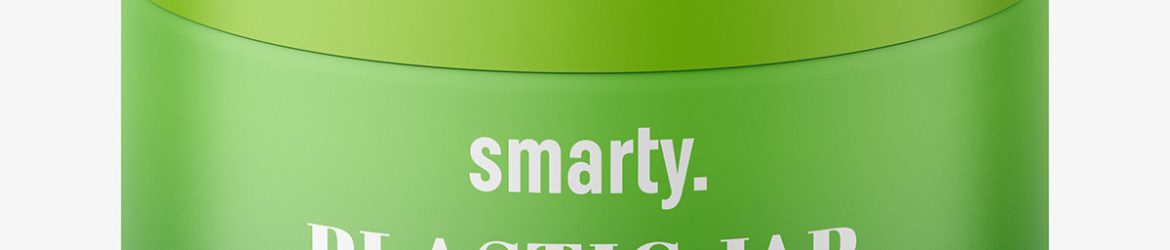 Plastic jar with two labels