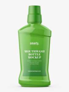 Plastic mouthwash bottle mockup