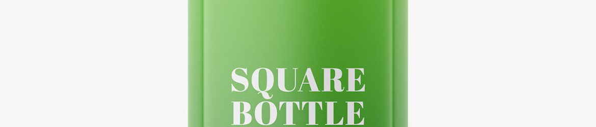 Plastic square bottle mockup