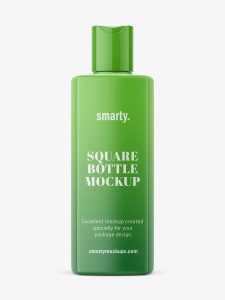 Plastic square bottle mockup