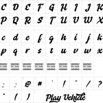 Mapa de caracteres da fonte Play Vehicle Font