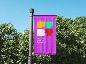 Pole banner flag mockup - Instant Download