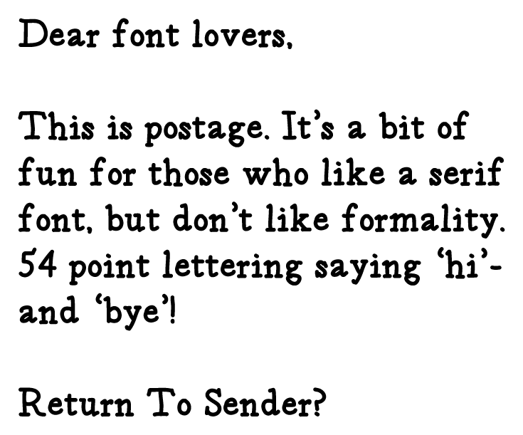 Postage font