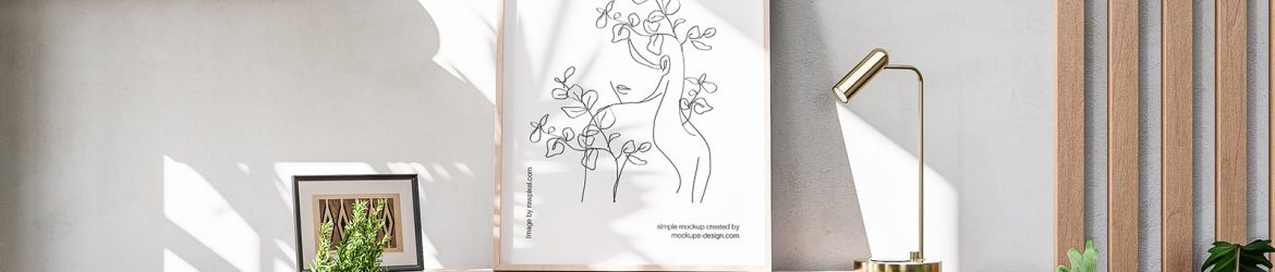 Poster frame in light room mockup - Instant Download