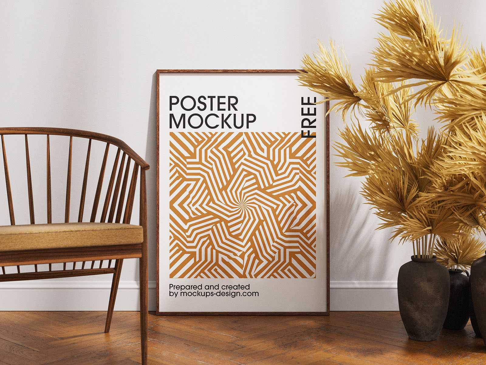 Poster frame on the floor mockup - Instant Download