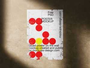 Poster glued to wall mockup - Instant Download