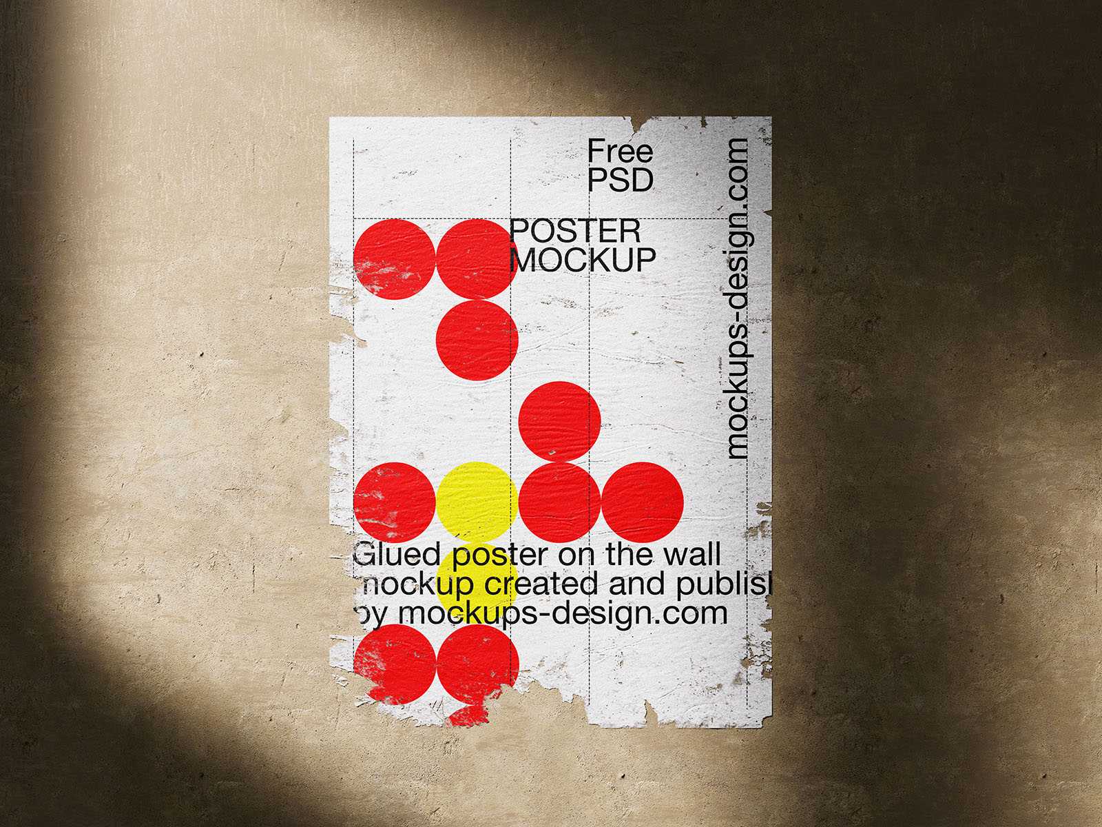 Poster glued to wall mockup - Instant Download