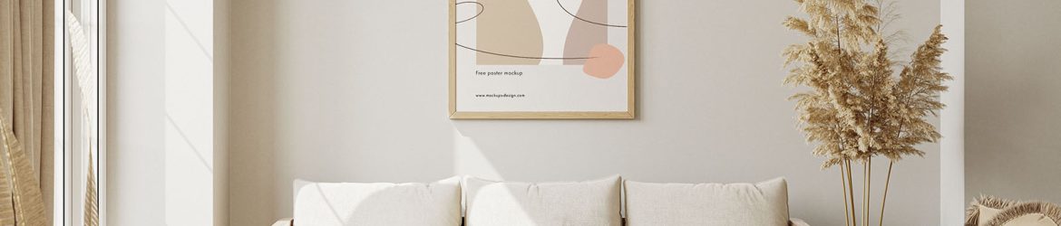 Poster in boho room mockup - Instant Download