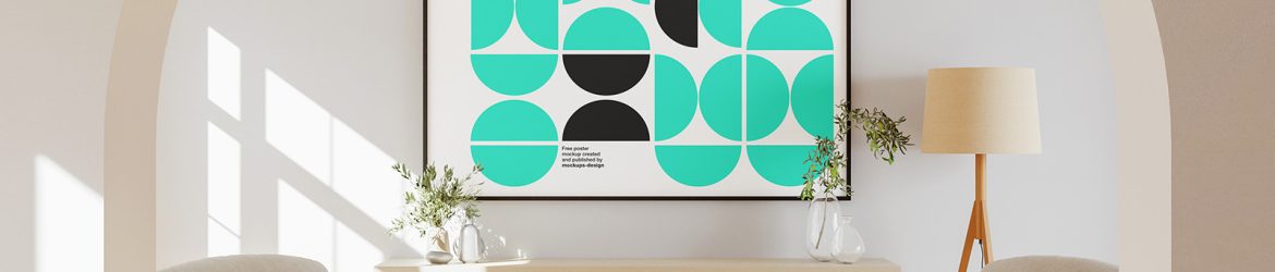 Poster in bright sunny room mockup - Instant Download