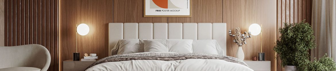 Poster in elegant bedroom mockup - Instant Download