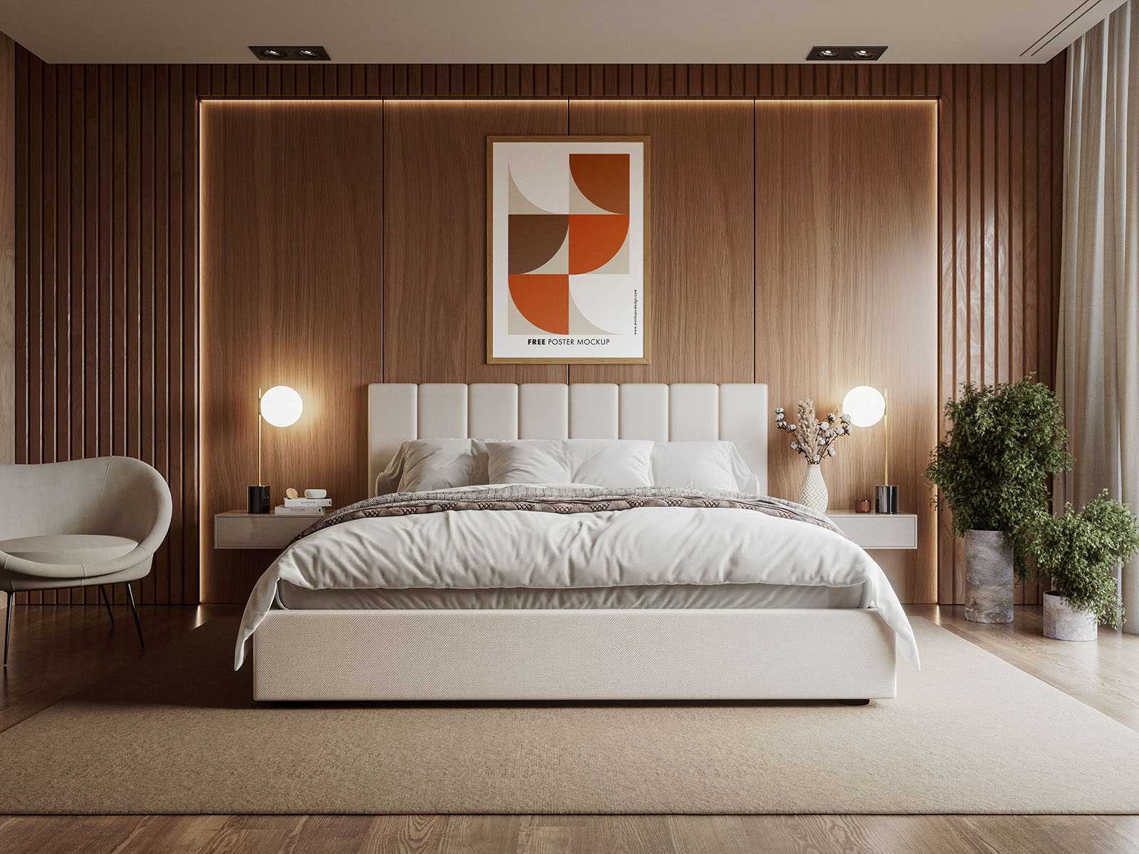 Poster in elegant bedroom mockup - Instant Download