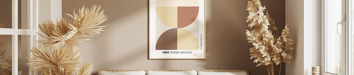 Poster in small room mockup - Instant Download