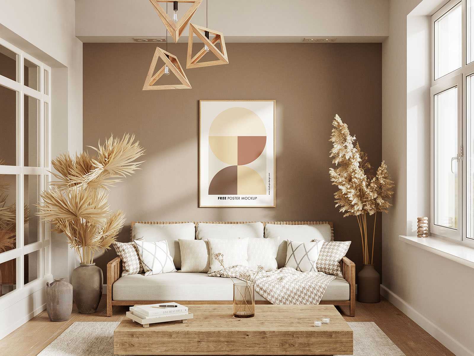 Poster in small room mockup - Instant Download