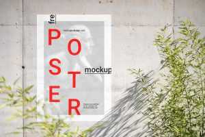 Poster on concrete wall mockup - Instant Download