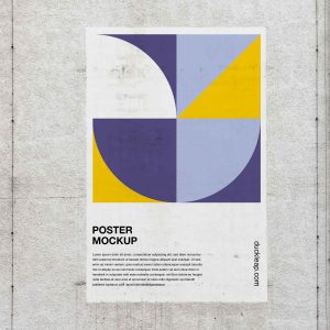 Poster on Textured Wall Mockup (PSD)