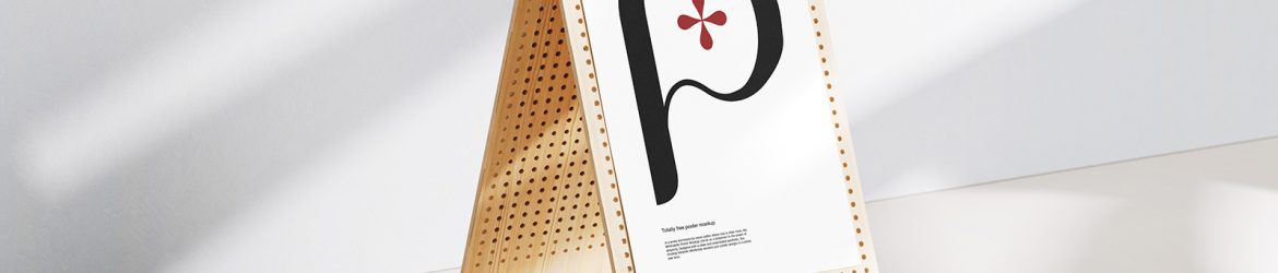 Poster on wooden stand mockup - Instant Download