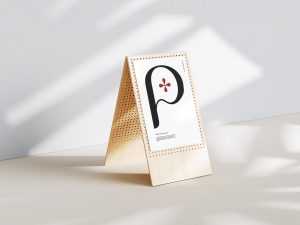 Poster on wooden stand mockup - Instant Download