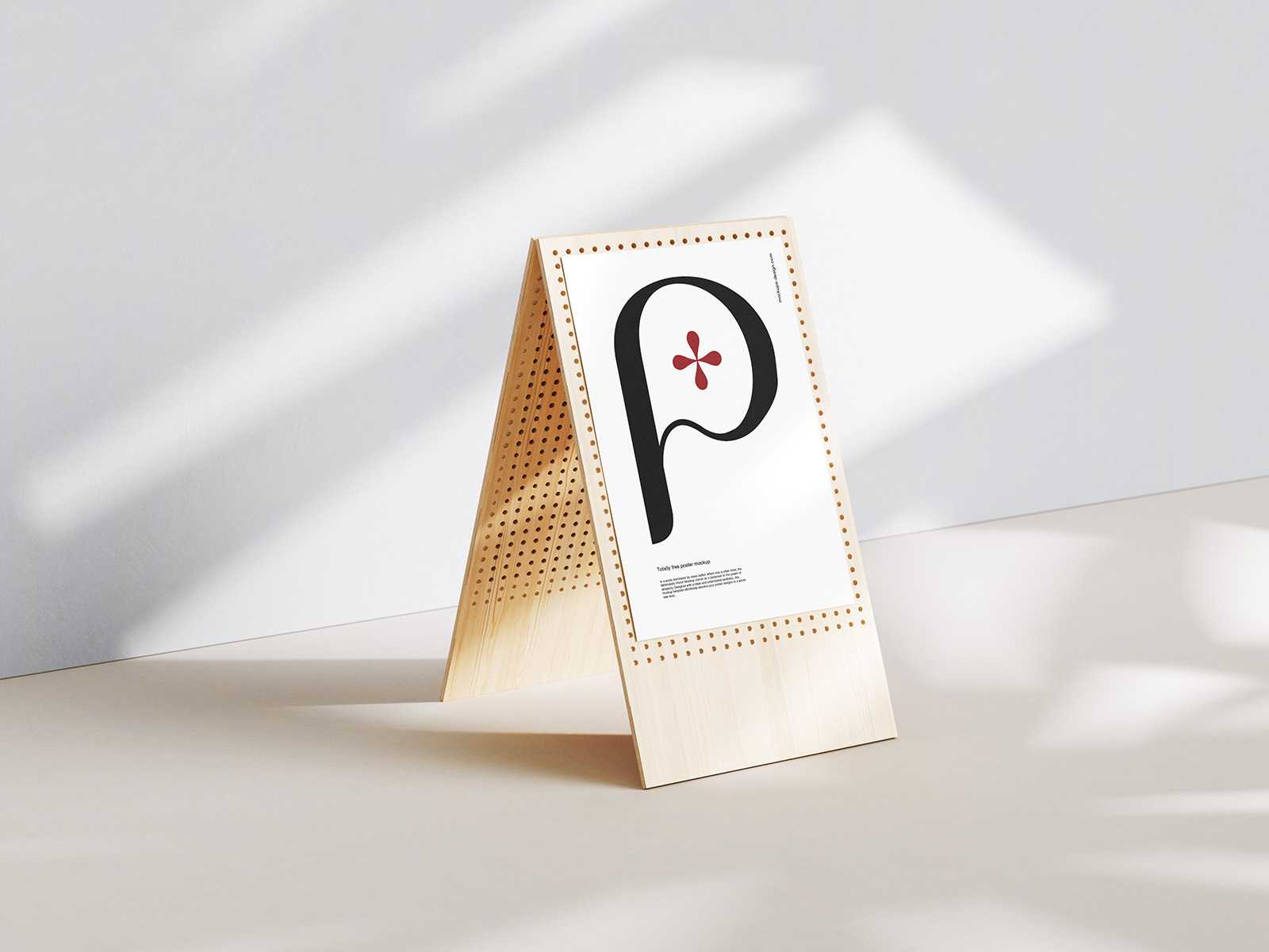 Poster on wooden stand mockup - Instant Download