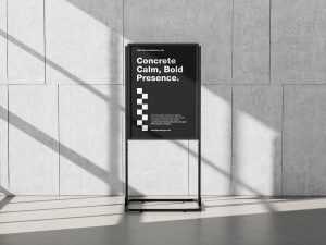 Poster stand on concrete mockup - Instant Download