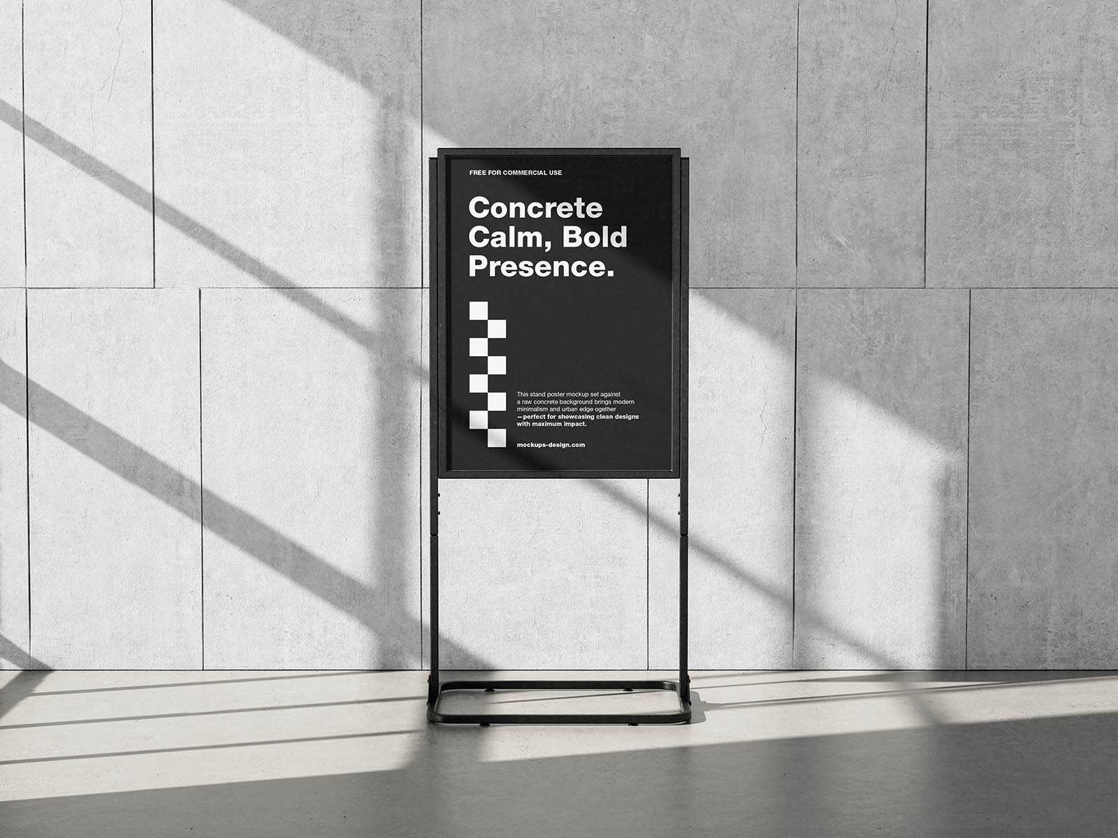 Poster stand on concrete mockup - Instant Download