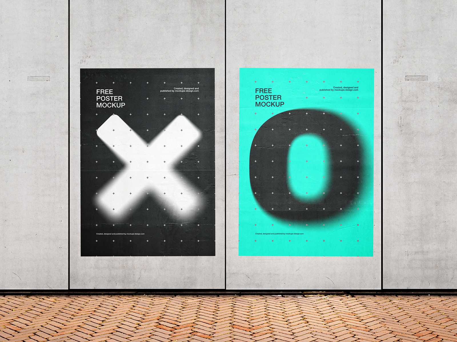 Posters on concrete wall mockup - Instant Download