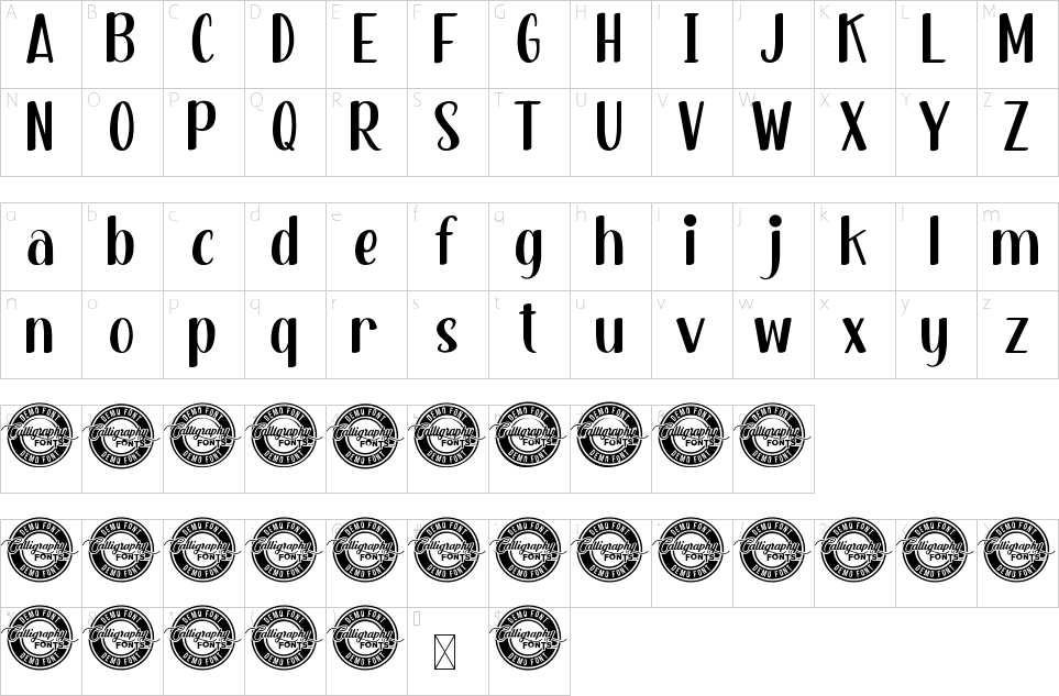 Mapa de caracteres da fonte Pretty Good Font