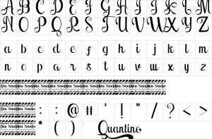 Mapa de caracteres da fonte Quantine Font