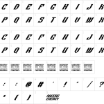 Mapa de caracteres da fonte Racers Energy Font