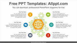 Radial circle gears PowerPoint Diagram Template